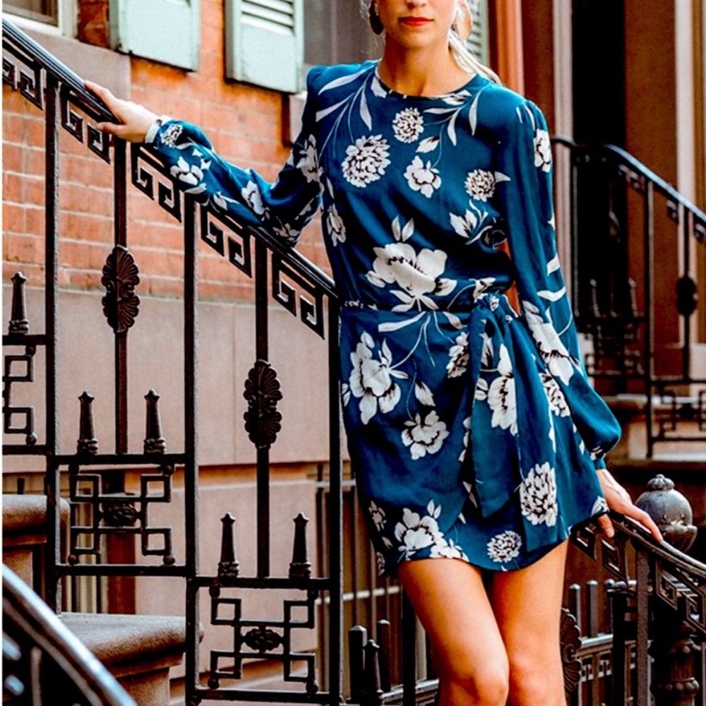 YUMI KIM “Tie Me Over” Floral Long Sleeve Dress XS